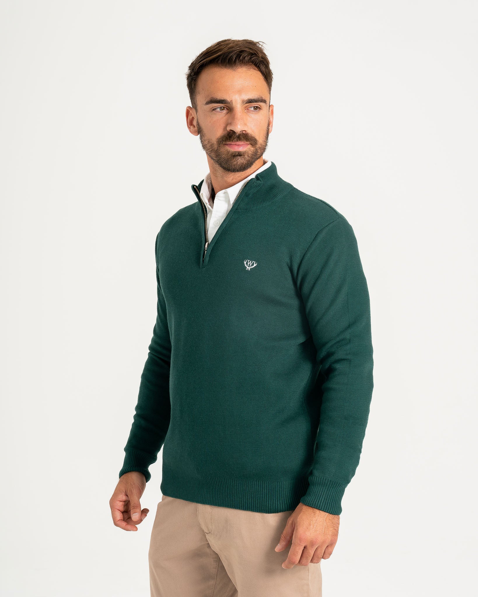 Hunter Green Knitted  1/4 Zip
