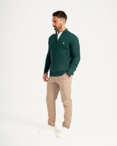 Hunter Green Knitted  1/4 Zip