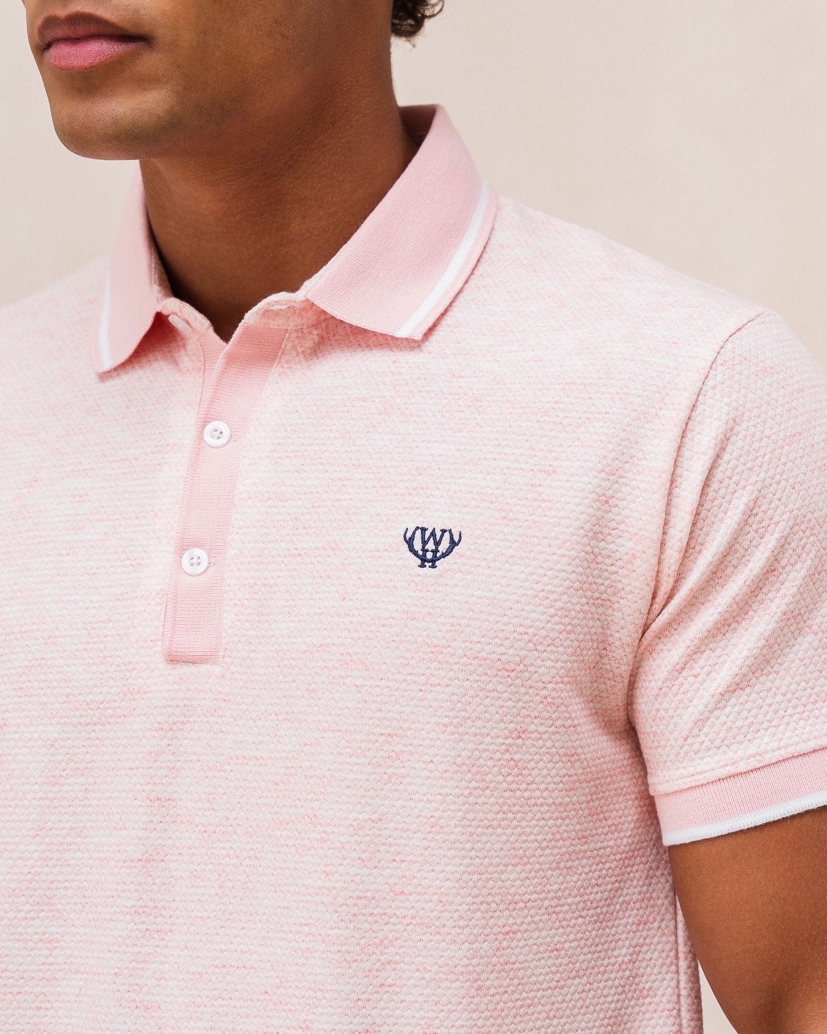 Textured Polo- Light Pink
