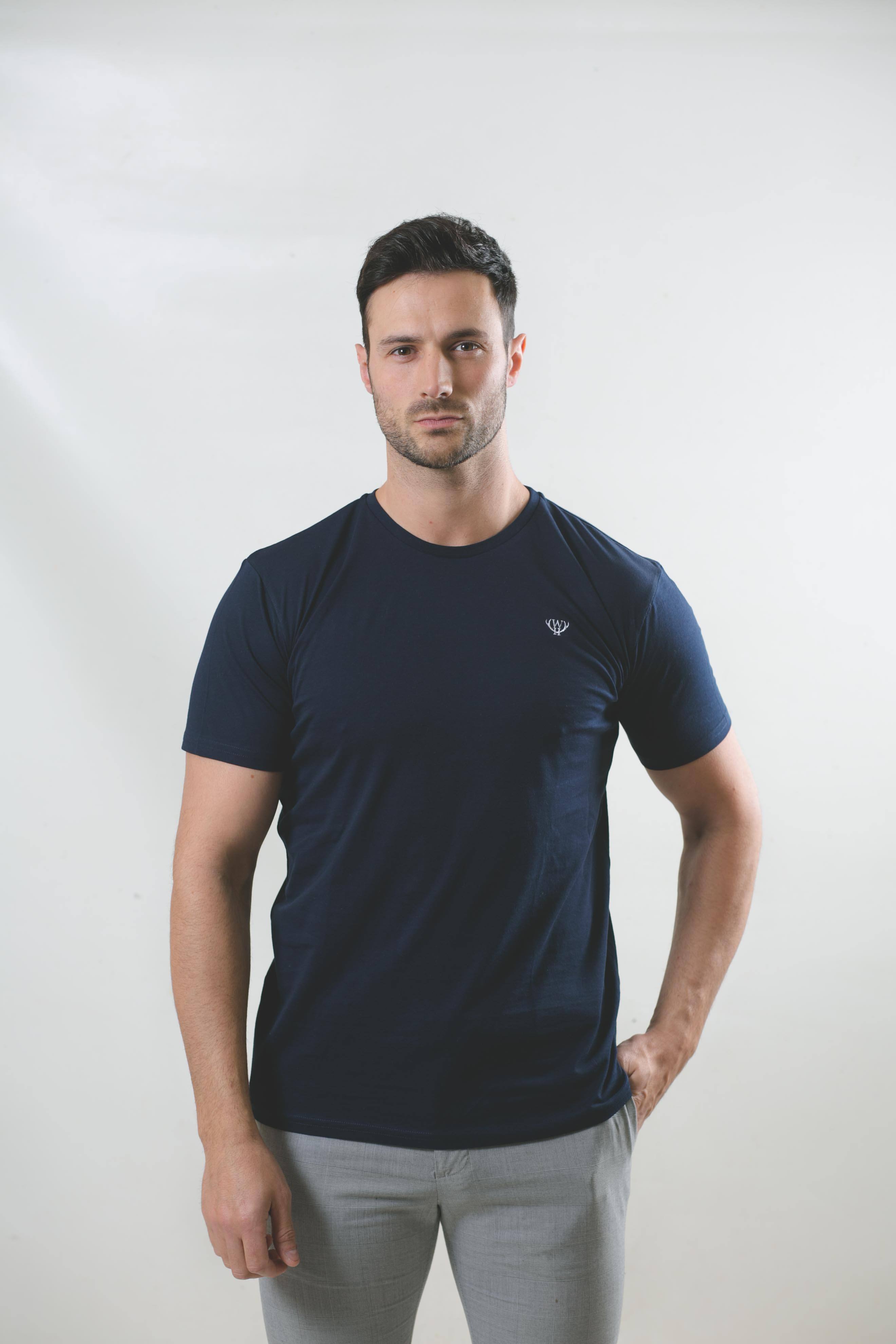 Navy Understated Cotton T-Shirt - Walker & Hunt T-Shirts