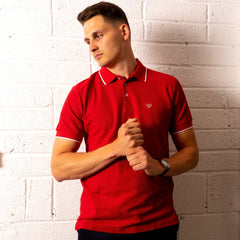 Red Tipped Mercer Piqué Polo - Walker & Hunt Polos