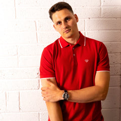 Red Tipped Mercer Piqué Polo - Walker & Hunt Polos