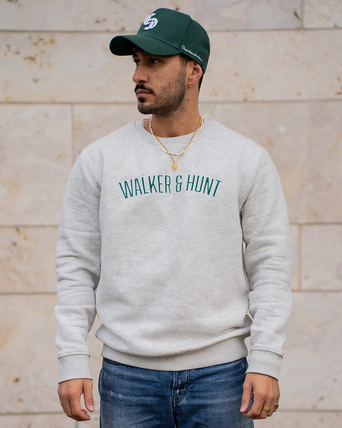 Snow Grey Appliqué Sweatshirt - Walker & Hunt Sweaters