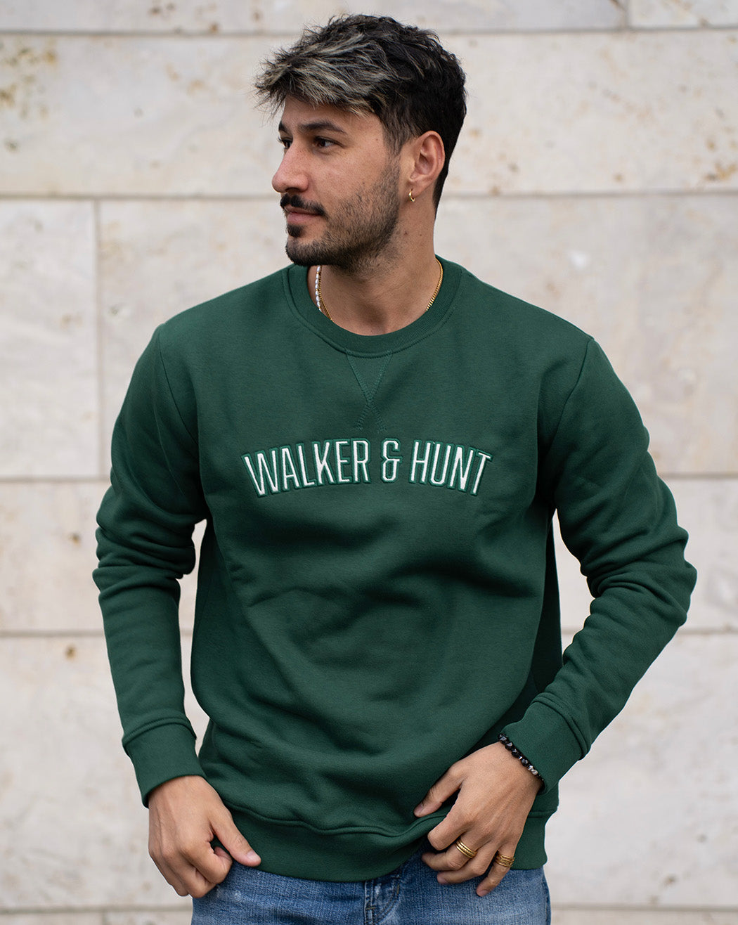 Hunter Green Appliqué Sweatshirt - Walker & Hunt Sweaters